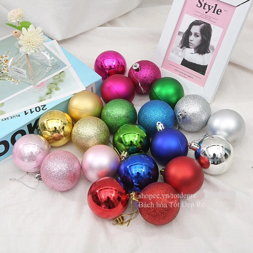 Hộp châu trang trí Noel đẹp nhiều kiểu treo cây thông Giáng Sinh - Quả bóng giáng sinh quả cầu Noel