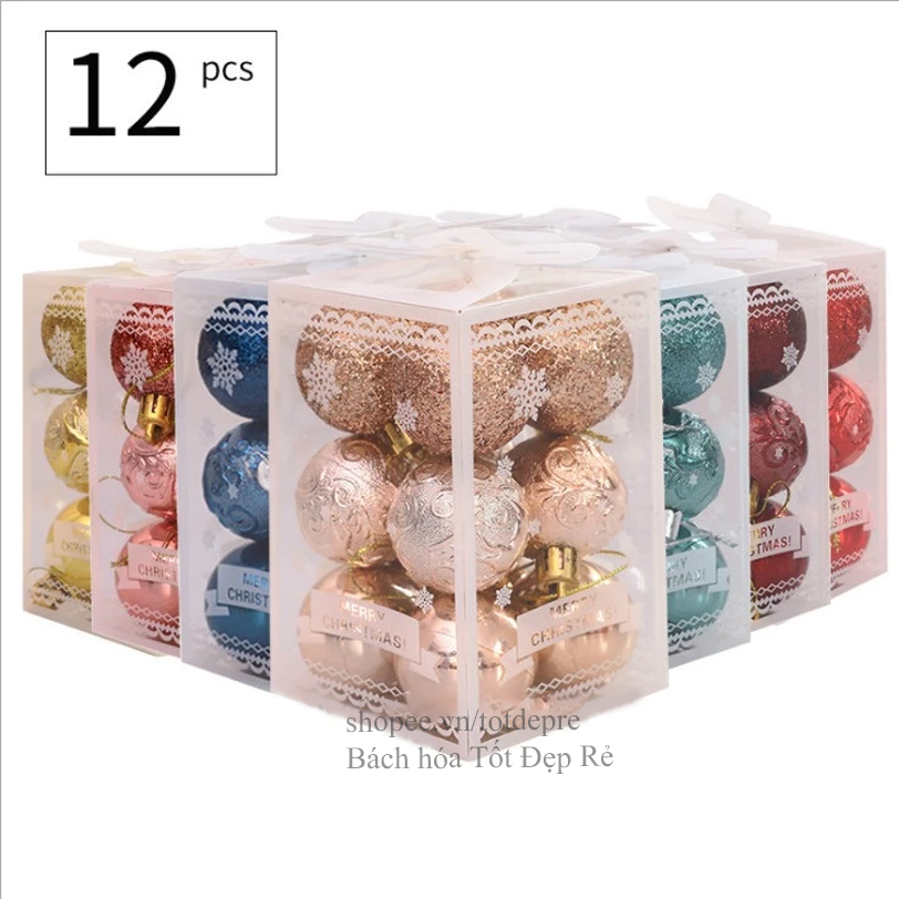 Hộp châu trang trí Noel đẹp nhiều kiểu treo cây thông Giáng Sinh - Quả bóng giáng sinh quả cầu Noel