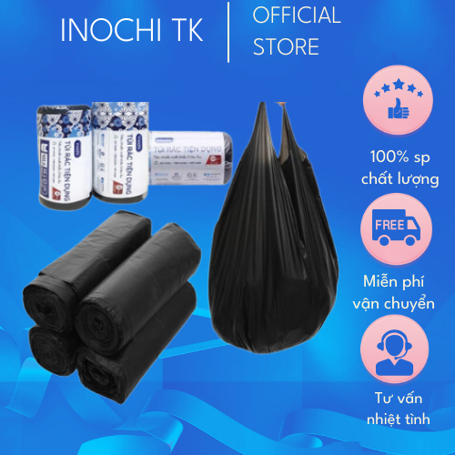 Lô túi rác tiện dụng (đen, màu) Inochi - Soji 4 x 10L,25L,50L(4 cuộn ...