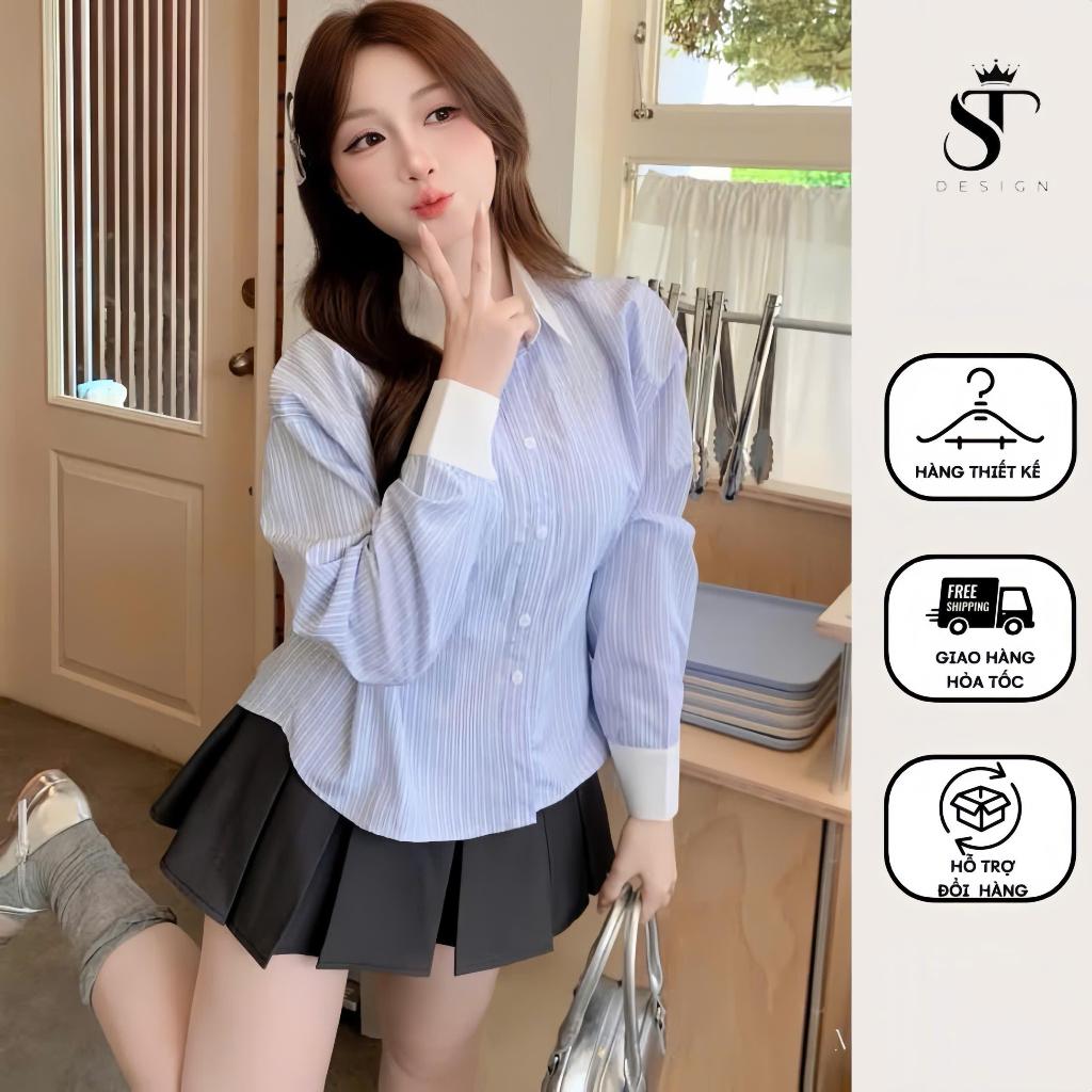 Áo sơ mi Phiên bản dài tay đai eo tiểu thư Phong cách cổ điển thời trang Pháp -ST Design- 10
