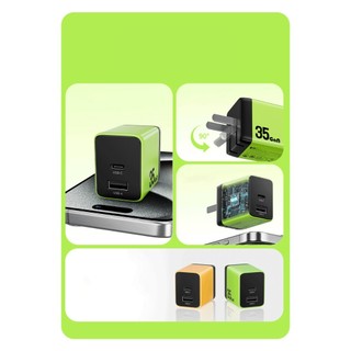 Củ sạc nhanh 35W 2 CỔNG (USB +TYPEC) chân gập WP-U36