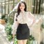 Áo sơ mi tơ cổ trụ bèo tầng style hàn quốc A2421 Kymie