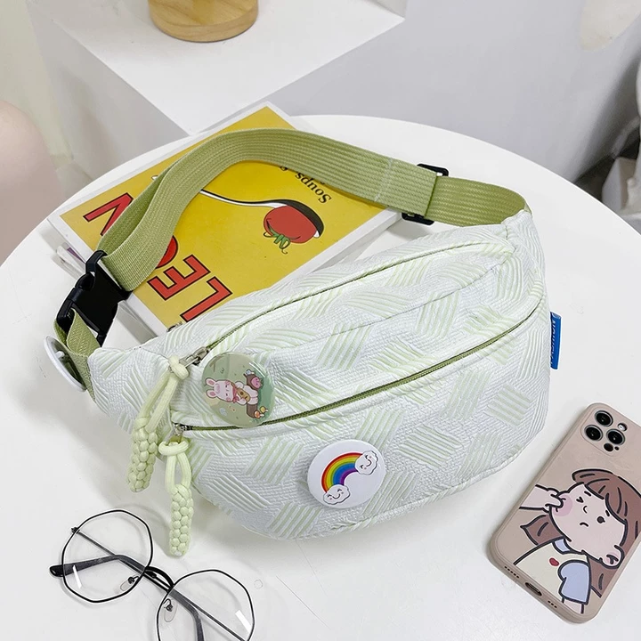 Túi đeo chéo nữ túi bao tử đeo hông vải canvas thời trang Hàn Quốc đi chơi nhiều ngăn dễ thương đẹp giá rẻ HYTACO – 4