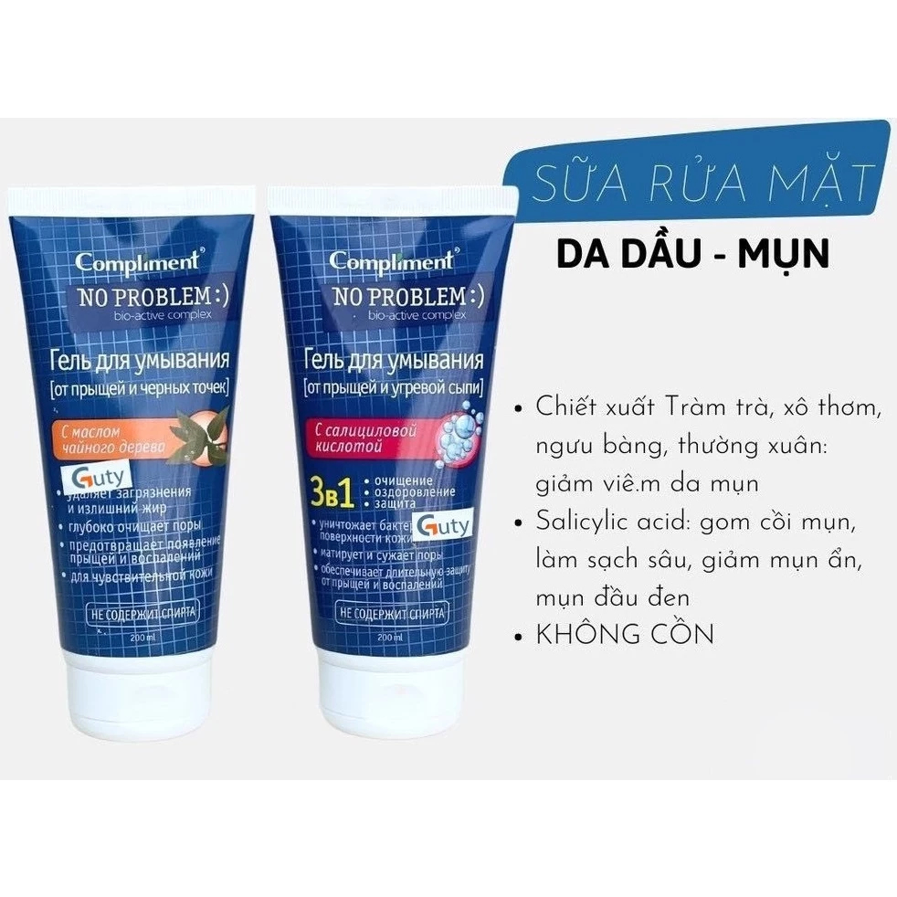 Ảnh Sữa Rửa Mặt Compliment No Problem ngăn ngừa mụn sạch sâu 200ml 2