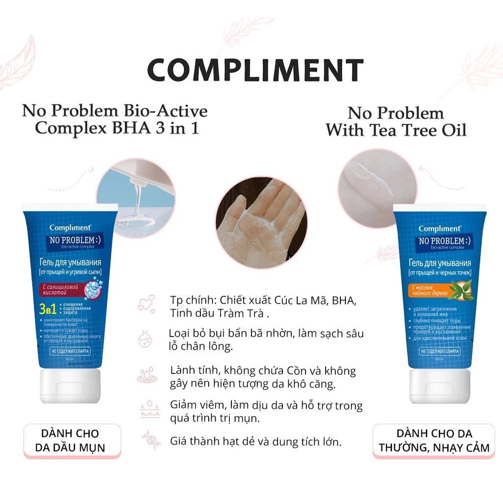 Ảnh Sữa Rửa Mặt Compliment No Problem ngăn ngừa mụn sạch sâu 200ml 3