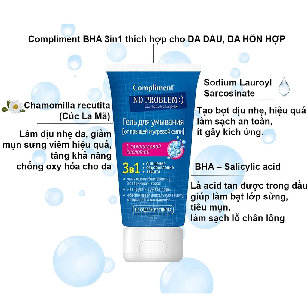 Ảnh Sữa Rửa Mặt Compliment No Problem ngăn ngừa mụn sạch sâu 200ml 4