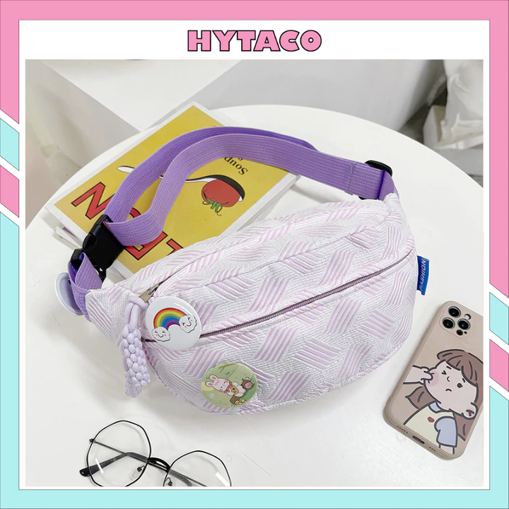 Túi đeo chéo nữ túi bao tử đeo hông vải canvas thời trang Hàn Quốc đi chơi nhiều ngăn dễ thương đẹp giá rẻ HYTACO