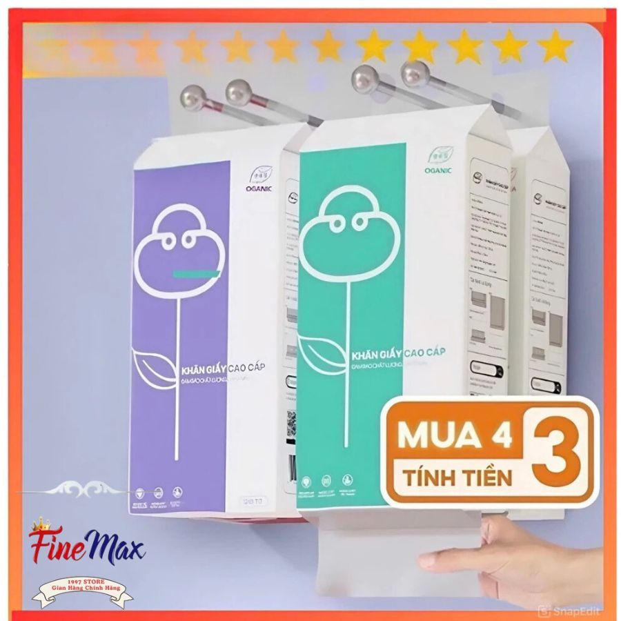[Thùng 10 Bịch] Giấy Ăn Rút Treo Tường SIPIAO Hoa Mẫu Đơn Tím, Khăn Giấy Ăn 4 Lớp, Tặng Kèm Móc Treo, Bịch/1000 Tờ