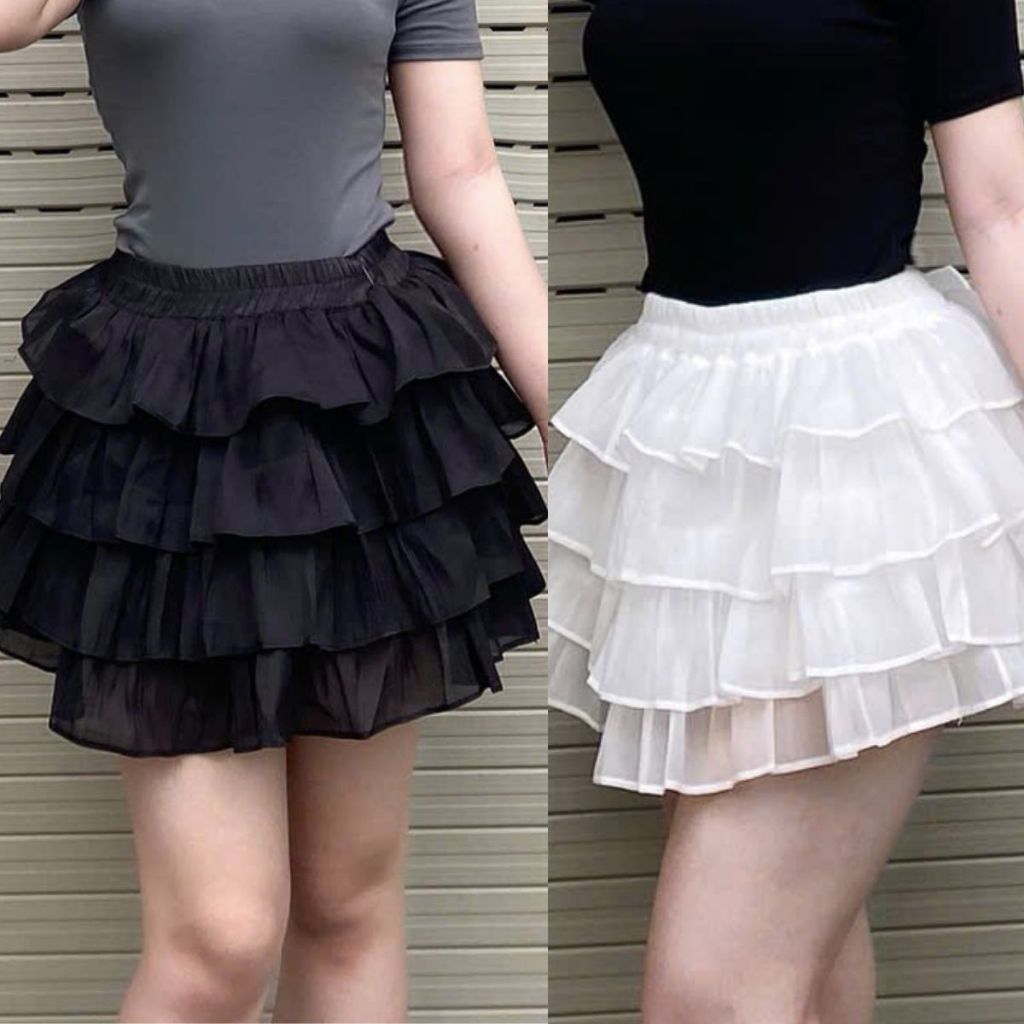 Chân Váy Xòe Tầng Dễ Thương Có Quần Bảo Hộ Bigsize Chân Váy Voan Lụa Kiểu Bèo Tầng Xinh Đẹp MS24003