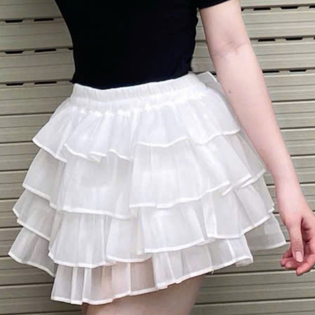 Chân Váy Xòe Tầng Dễ Thương Có Quần Bảo Hộ Bigsize Chân Váy Voan Lụa Kiểu Bèo Tầng Xinh Đẹp MS24003