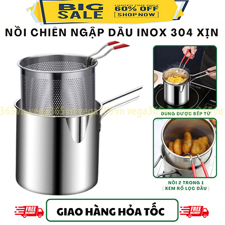 Nồi kèm giá chiên rán ráo dầu mỡ loại dày giá tốt