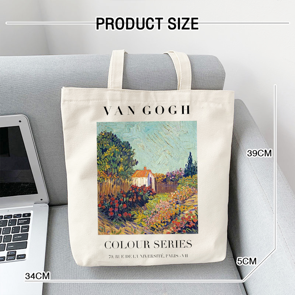 Túi vải tote bag xinh họa tiết tranh Van GOGH độc đáo Túi vải canvas đi chơi đi học thời trang dài 35x40 TOTa012