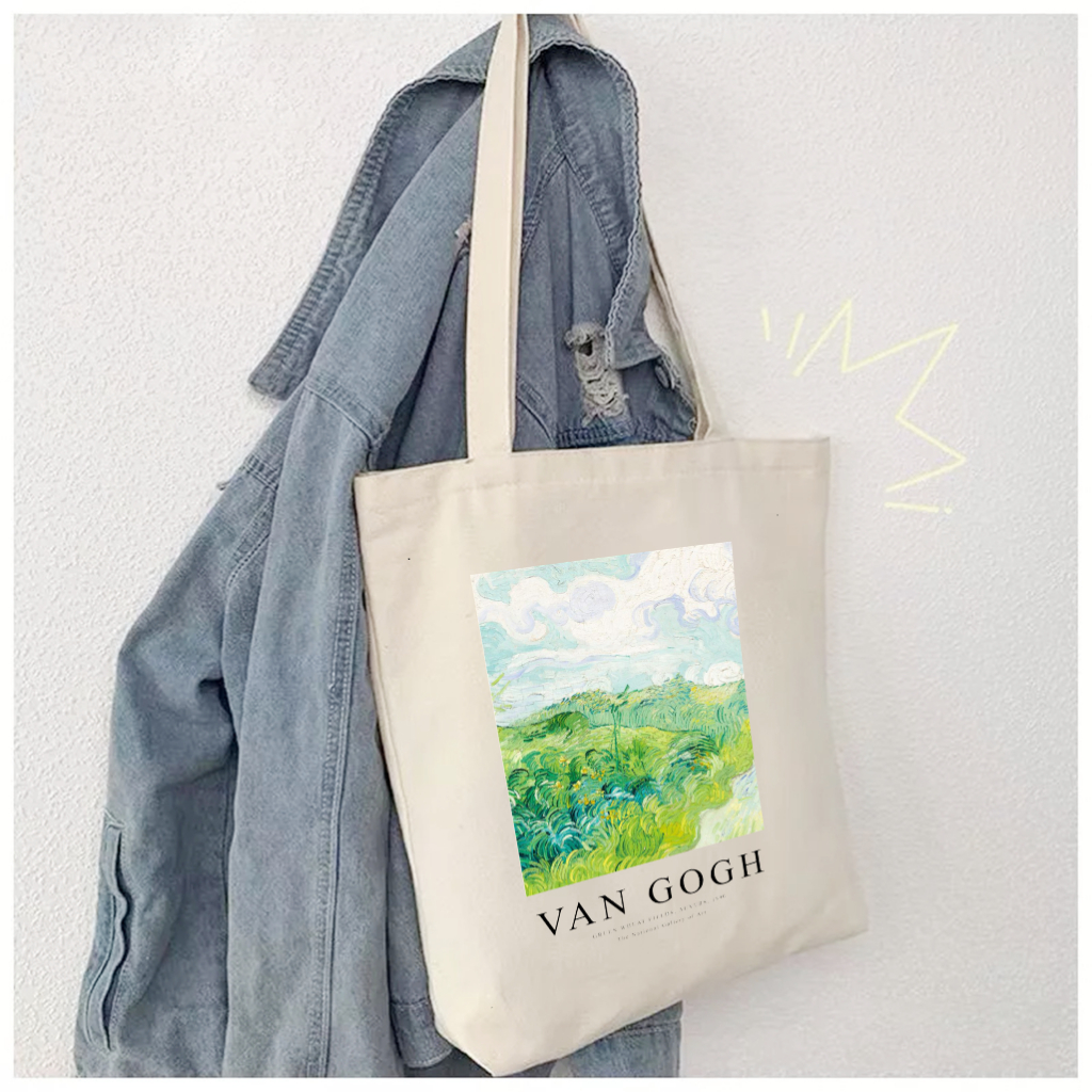 Túi vải tote bag xinh họa tiết tranh Van GOGH độc đáo Túi vải canvas đi chơi đi học thời trang dài 35x40 TOTa012