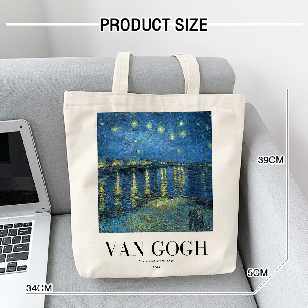 Túi vải tote bag xinh họa tiết tranh Van GOGH độc đáo Túi vải canvas đi chơi đi học thời trang dài 35x40 TOTa012