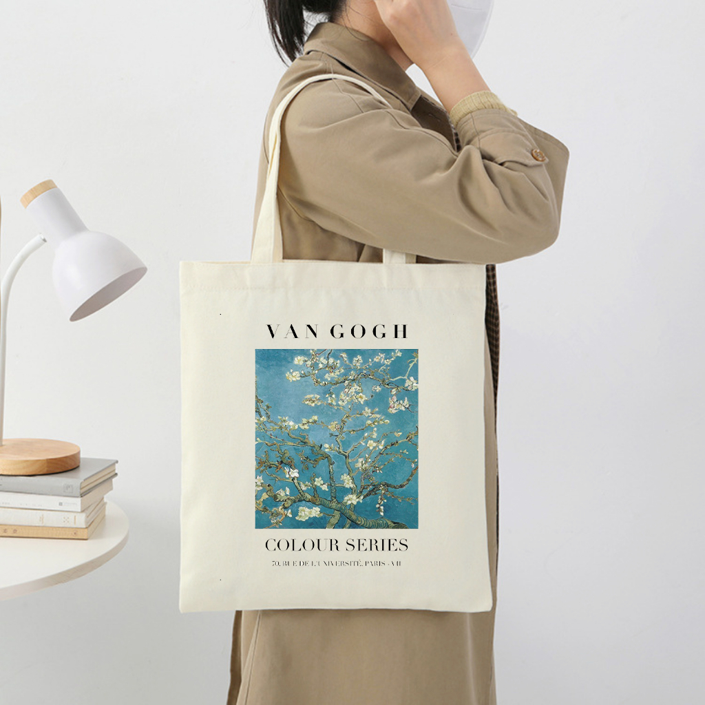 Túi vải tote bag xinh họa tiết tranh Van GOGH độc đáo Túi vải canvas đi chơi đi học thời trang dài 35x40 TOTa012