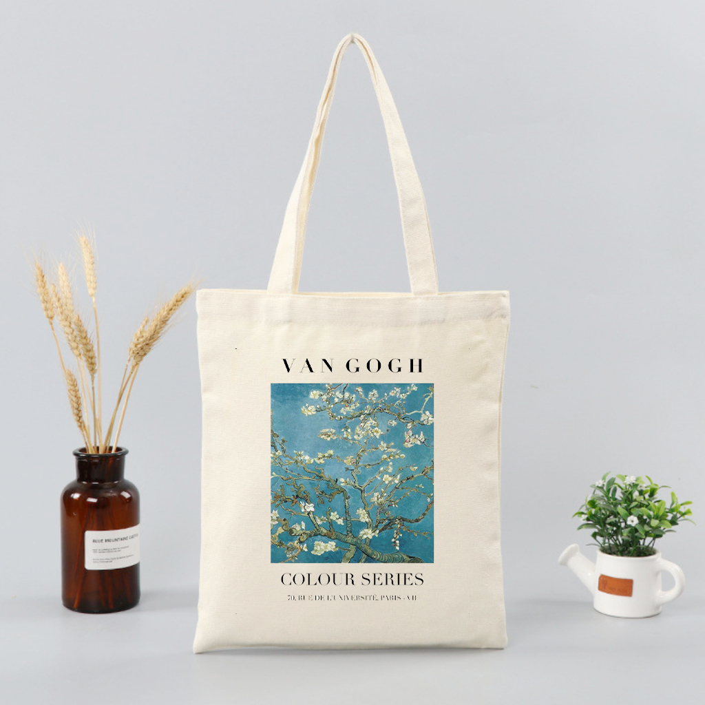 Túi vải tote bag xinh họa tiết tranh Van GOGH độc đáo Túi vải canvas đi chơi đi học thời trang dài 35x40 TOTa012