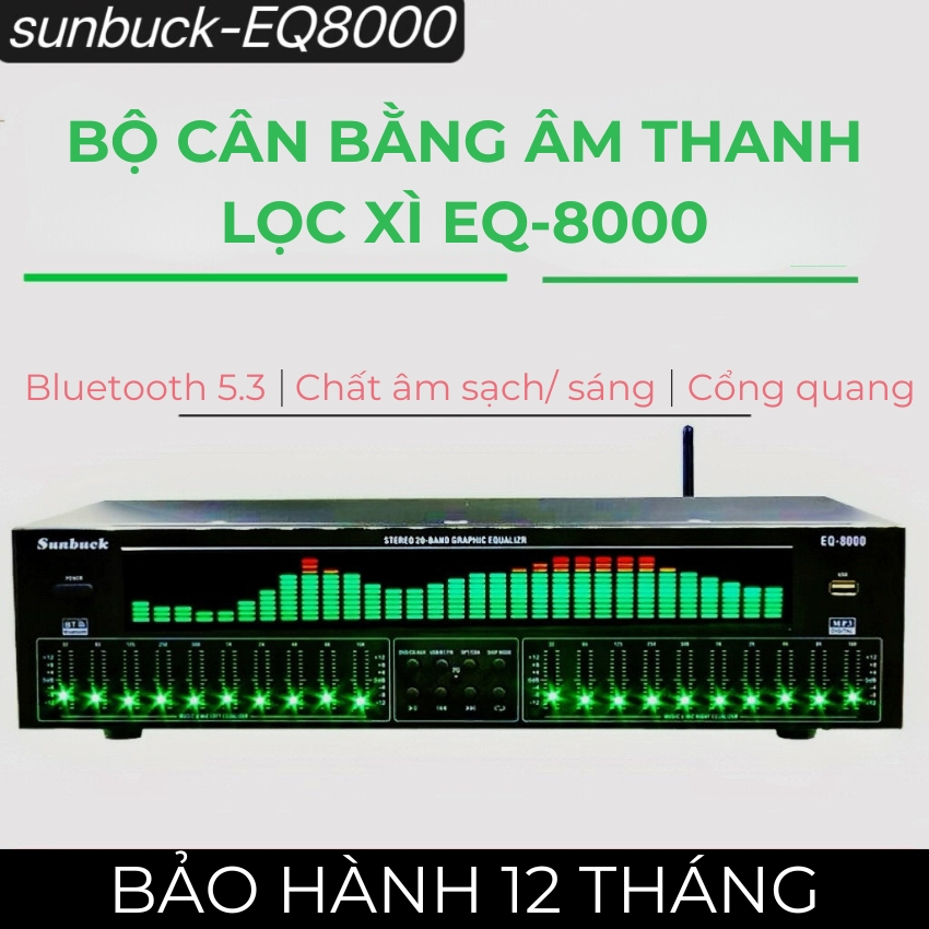 Lọc xì Equalizer Sunbuck EQ-8000, bộ cân bằng âm thanh - Lọc tiếng âm thanh sạch sáng, kết nối bluetooth, có cổng quang
