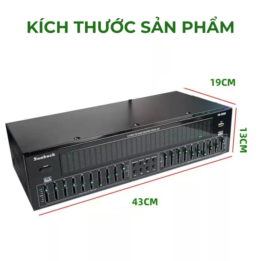 Lọc xì Equalizer Sunbuck EQ-8000, bộ cân bằng âm thanh - Lọc tiếng âm thanh sạch sáng, kết nối bluetooth, có cổng quang