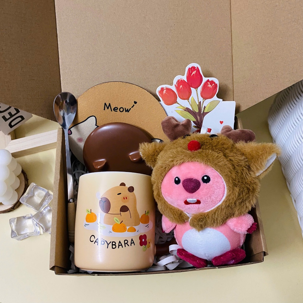 [HOT] Set Quà Tặng Cốc Sứ CAPYBARA Kèm Phụ Kiện Xinh Xắn Tặng Cho Bạn Bè, Người Thân