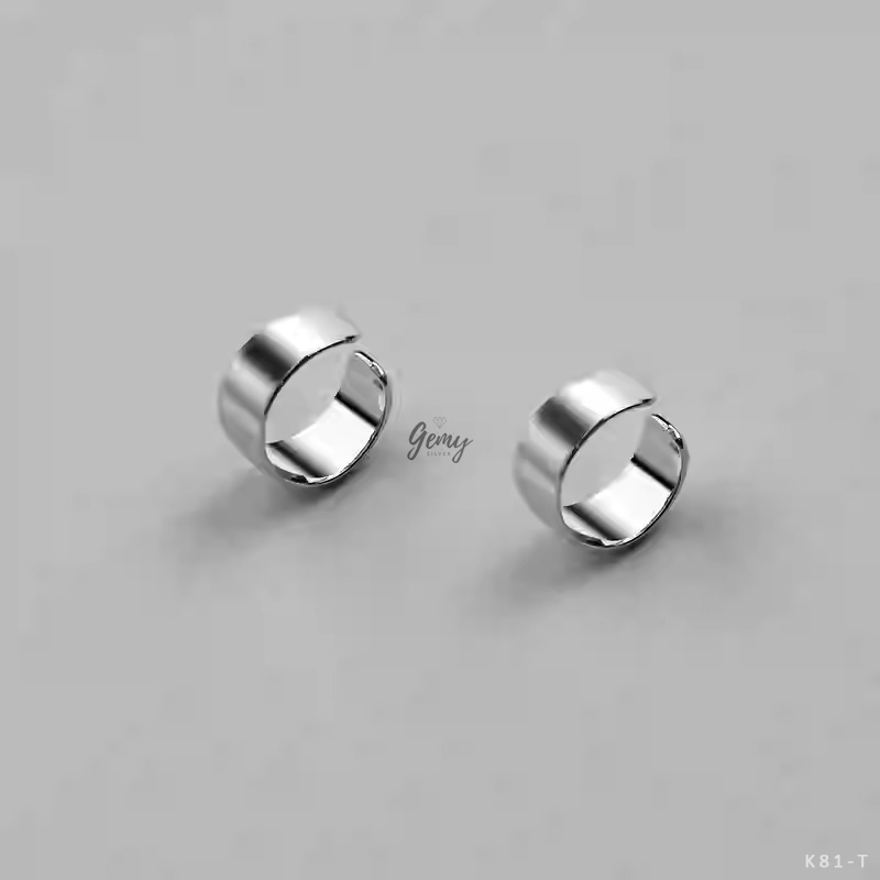 Khuyên tai nam bạc nguyên chất không cần bấm lỗ, khuyên trơn unisex Retro (1 chiếc) | GEMY SILVER K81