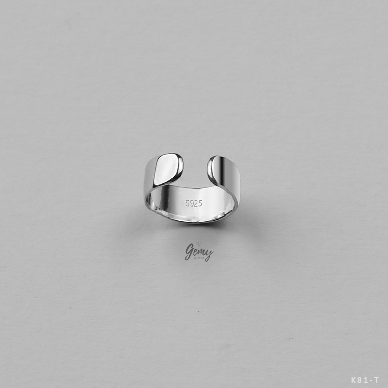 Khuyên tai nam bạc nguyên chất không cần bấm lỗ, khuyên trơn unisex Retro (1 chiếc) | GEMY SILVER K81