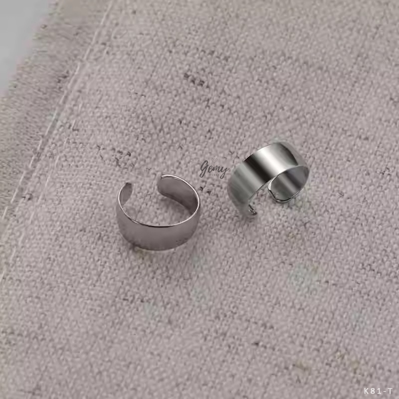 Khuyên tai nam bạc nguyên chất không cần bấm lỗ, khuyên trơn unisex Retro (1 chiếc) | GEMY SILVER K81