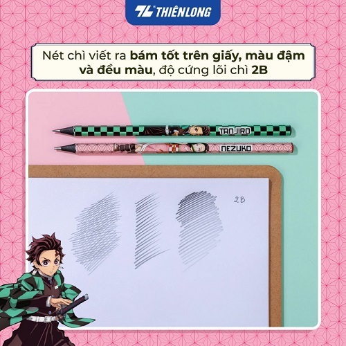 Ảnh BÚT CHÌ GỖ ĐEN NHÂN VẬT DEMON SLAYER THIÊN LONG - Gỗ cao cấp, dễ chuốt, không gãy -  GP-030/DS 1