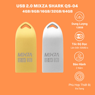 USB 2.0 MIXZA Shark QS-04 4GB/8GB/16GB/32GB/64GB – BH Vỏ Kim Loại, Chống Nước, Tốc Ổn Định