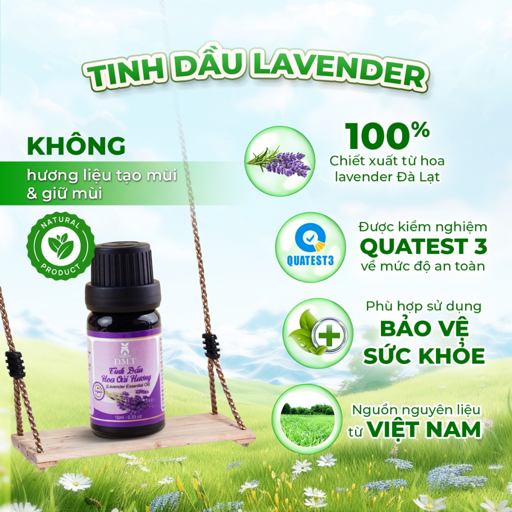 Tinh dầu Lavender (Oải hương) treo và kẹp cửa gió oto DMT -  tinh dầu lavender treo xe 8ml