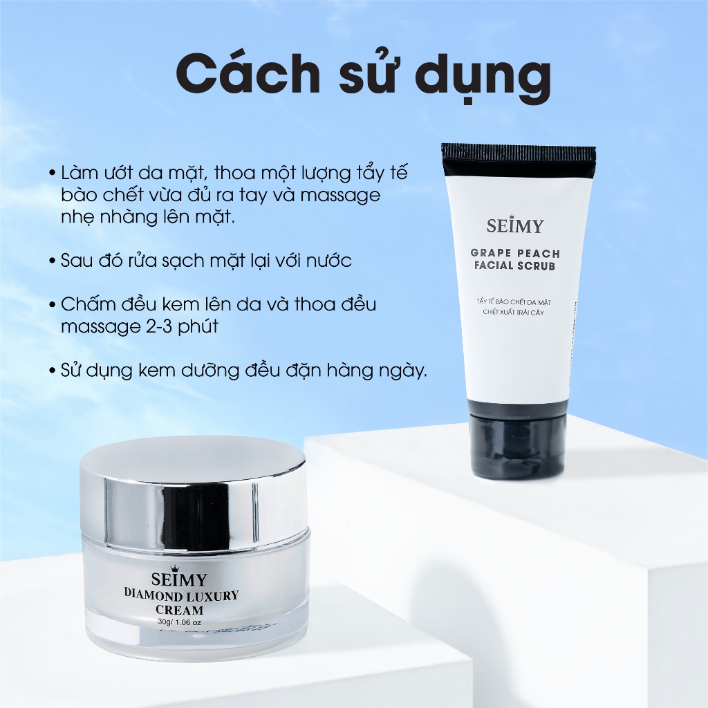Ảnh Combo Tẩy Tế Bào Chết Da Mặt và Kem Dưỡng Da Nhau Thai Seimy 30g 2
