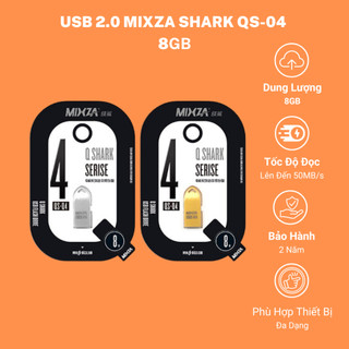USB 2.0 MIXZA Shark QS-04 4GB/8GB/16GB/32GB/64GB – BH Vỏ Kim Loại, Chống Nước, Tốc Ổn Định