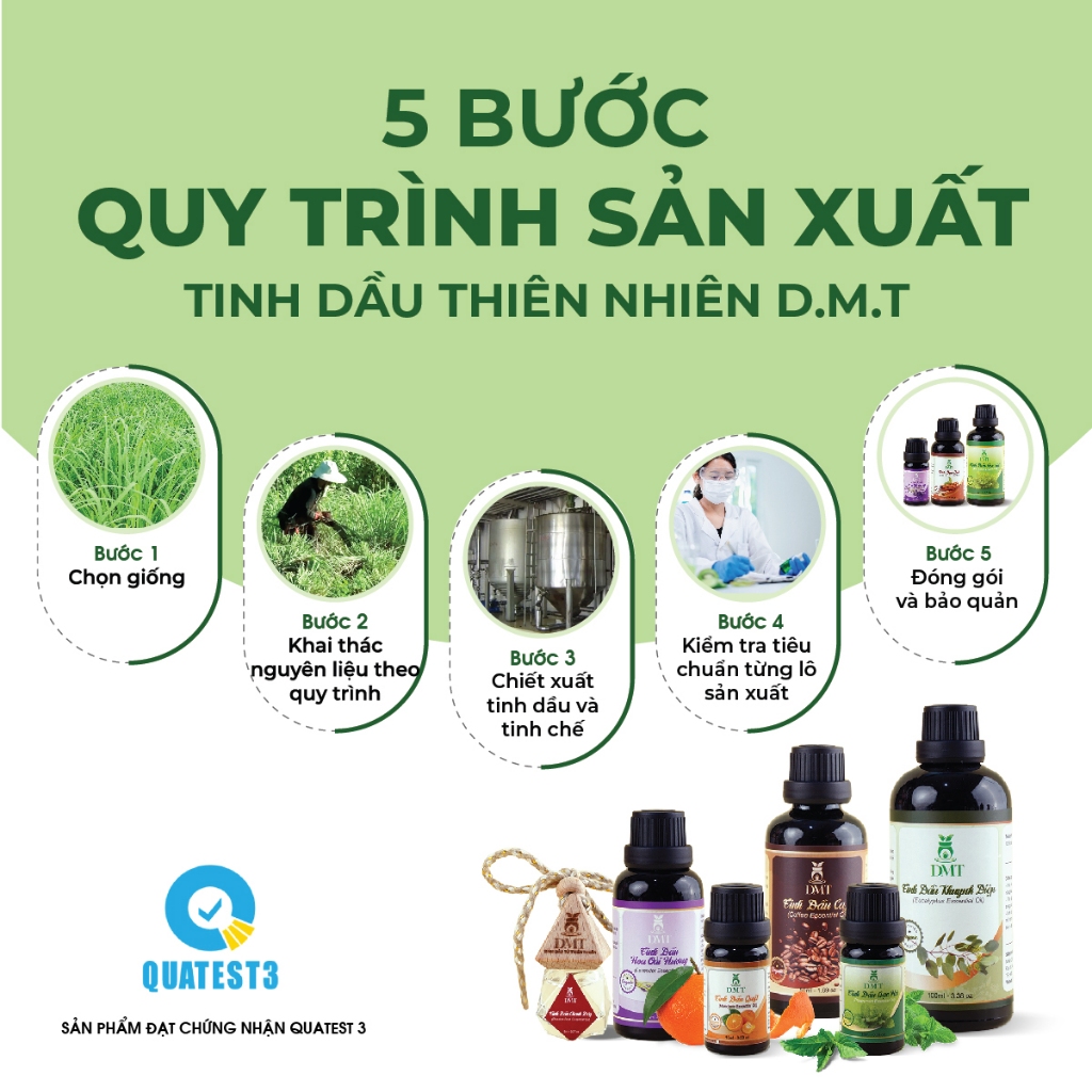 Tinh dầu Quýt nguyên chất DMT - tinh dầu vỏ quýt giảm lo âu, chống say tàu xe - 30ml/50ml/100ml