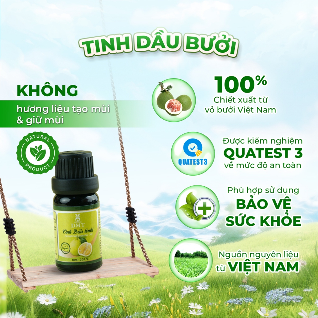 Tinh dầu Bưởi nguyên chất DMT - tinh dầu Bưởi thiên nhiên xông phòng, hỗ trợ tóc, da -5ml/10ml