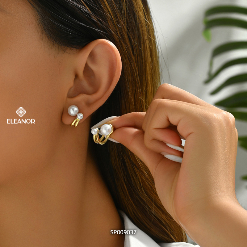 Bông tai nữ chuôi bạc 925 Eleanor Accessories ngọc trai nhân tạo phụ kiện trang sức khuyên tai 9037