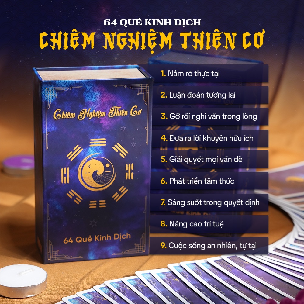 Bộ Bài 64 Quẻ Kinh Dịch - Chiêm Nghiệm Thiên Cơ | Thẻ Bài (64 Lá) Đạo Quân Tử