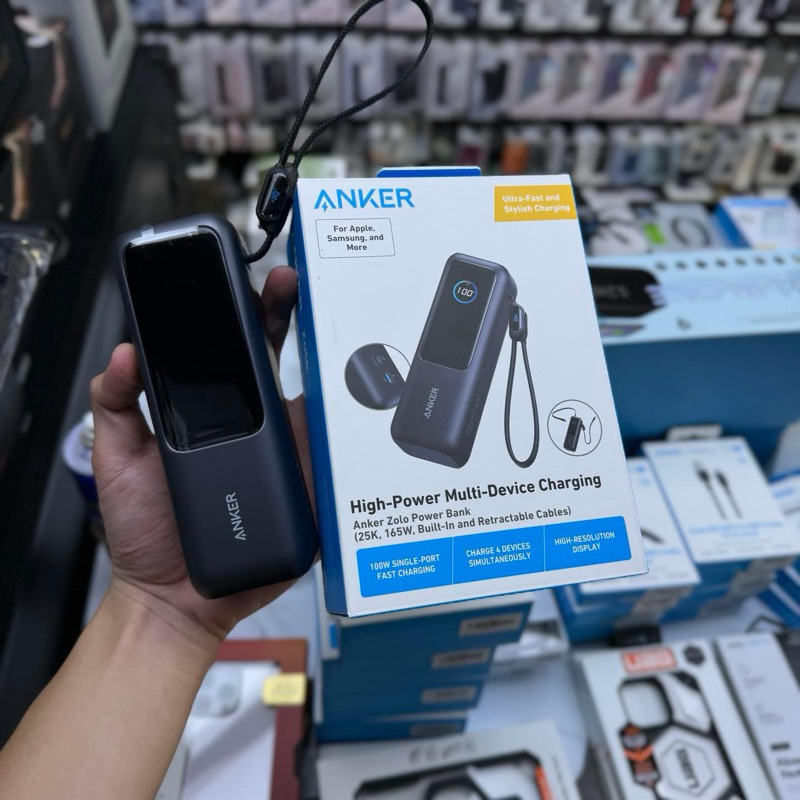 Pin dự phòng Anker Zolo Power Bank 25K A1695 công suất 165W có cáp USB-C tích hợp và có thể thu gọn | BigBuy360 - bigbuy360.vn
