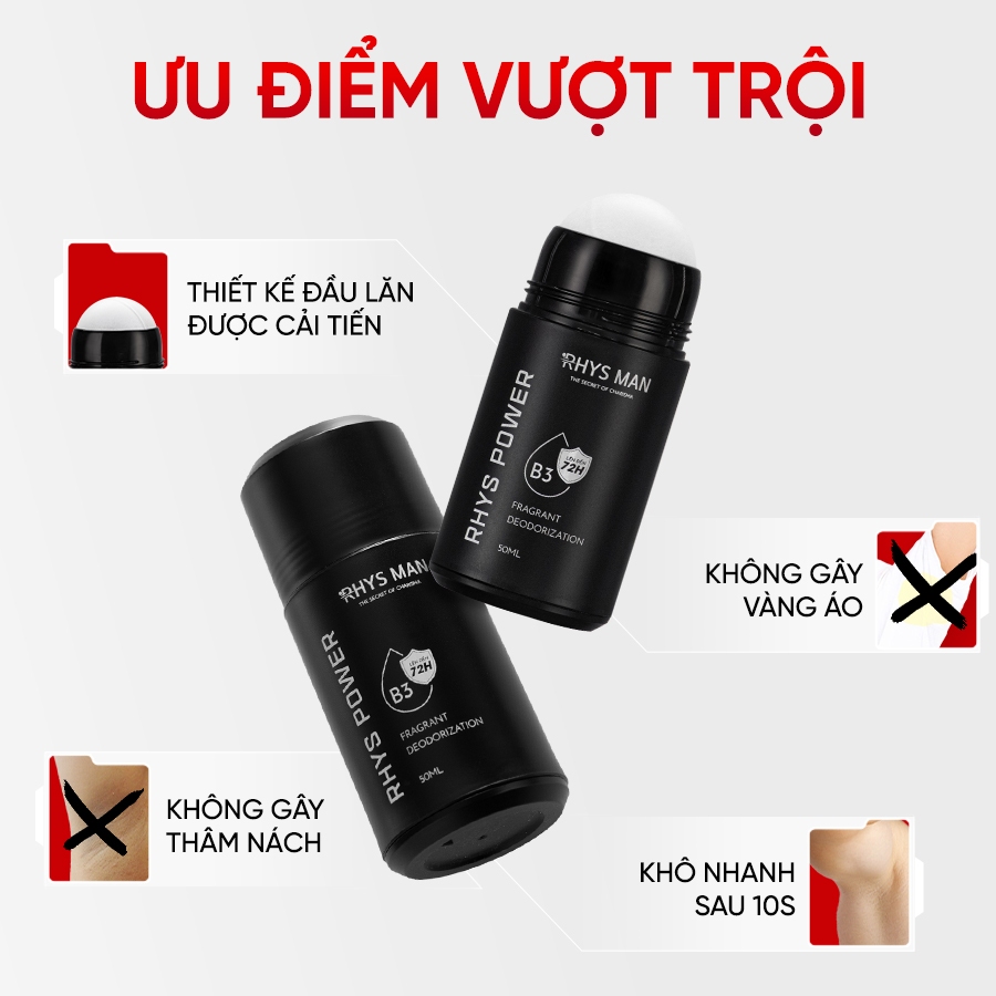 Ảnh Lăn khử mùi RHYS MAN khử mùi kiểm soát mồ hôi Rhys Power 50ml 3