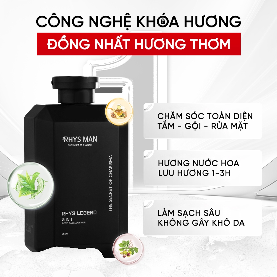 Ảnh Combo Soái Ca - Sữa tắm gội nam 3in1 350ml & Sáp dưỡng tạo kiểu tóc & Bọt vệ sinh nam giới Rhys Man 3