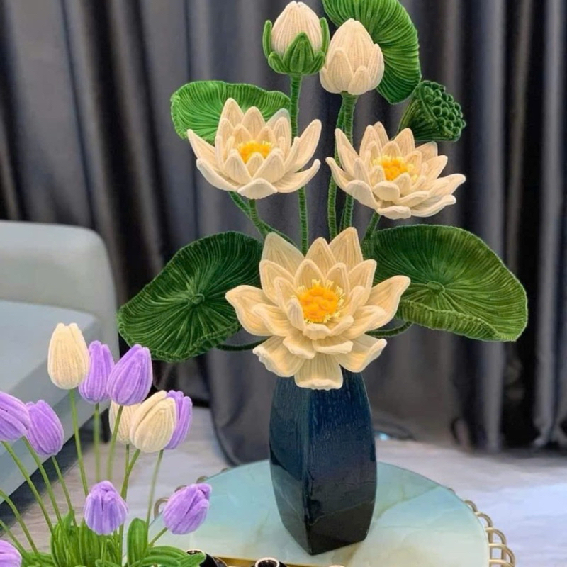 Set Nguyên Liệu Làm Hoa Sen 3 Hoa, 2 Lá, 2 Nụ,1 Đài Bằng Kẽm Nhung Siêu  Xinh Cực Dễ Làm | Shopee Việt Nam
