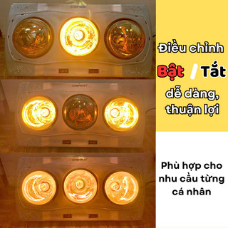 Đèn sưởi nhà tắm Chefman Công suất 825W tiết kiệm điện, Bóng hồng ngoại sưởi ấm nhanh, không khô da