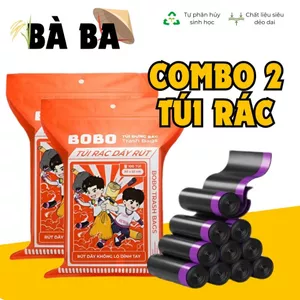 Túi rác dây rút BOBO COMBO 2 BỊCH bao đựng rác có quai treo tường chịu lực nhiệt chống nước không bẩn tay tự phân hủy