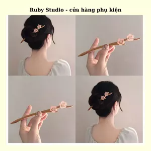 Trâm Cài Tóc Nhung Hươu Đính Hoa.