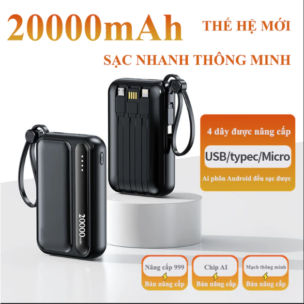 Thiết kế sạc dự phòng R08 tích hợp nhiều dây sạc