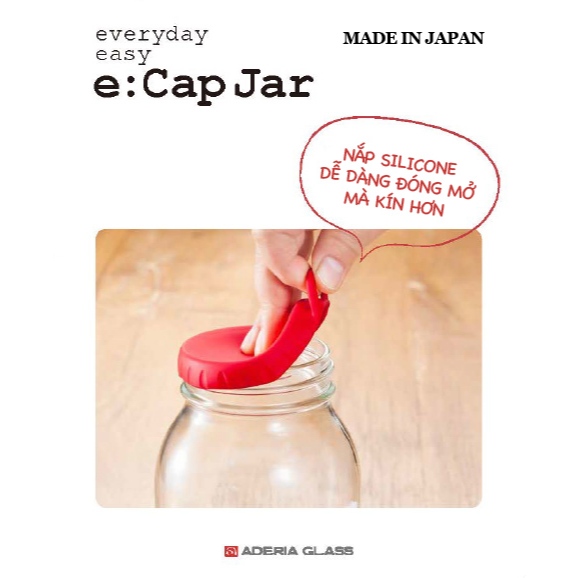 Lọ, hũ thủy tinh 320ml eCap nắp silicon dễ mở màu cam Nhật Bản Aderia -1657 | Thái Dương Gia