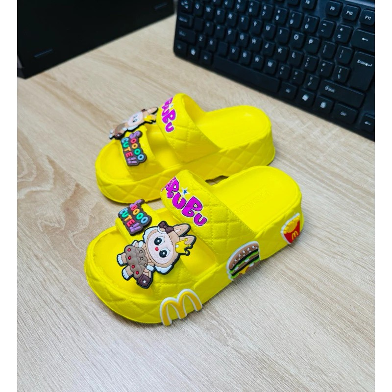 Dép bánh mì siêu nhẹ êm chân cho bé gái đế cao 4cm điệu tết đẹp hình thỏ labubu
