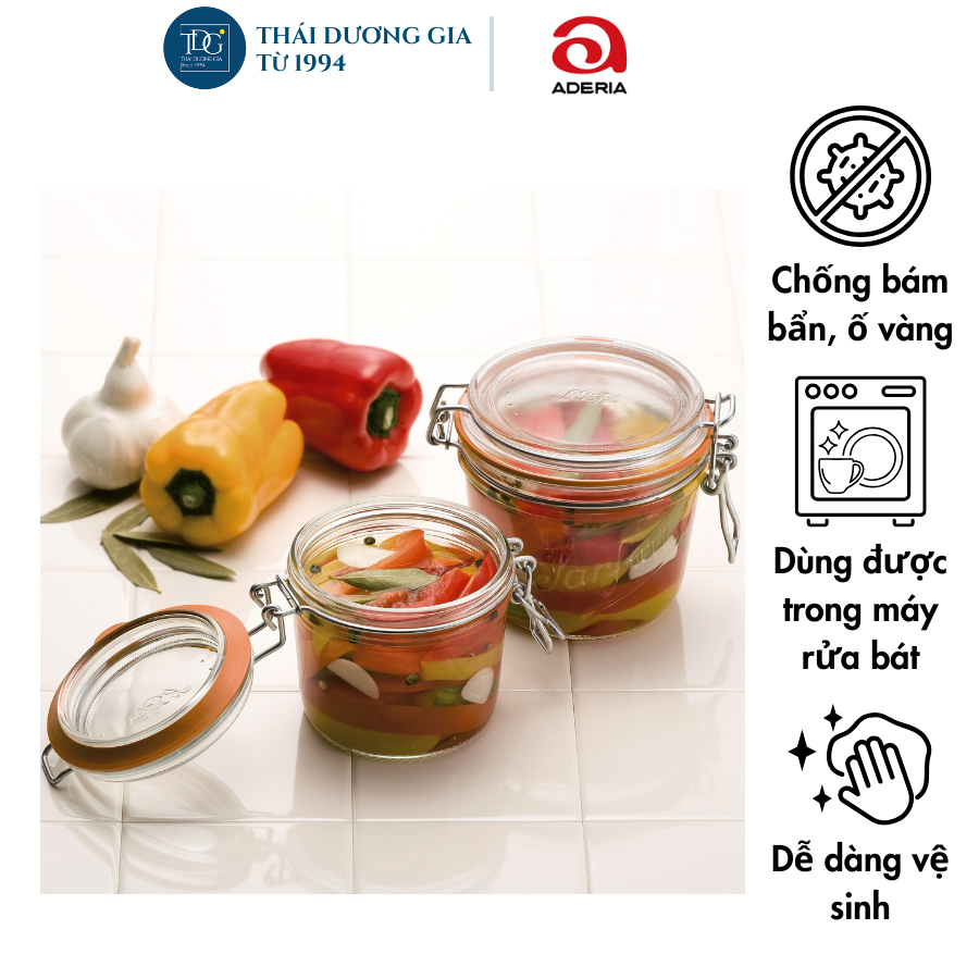 Lọ, hũ thủy tinh có khóa kẹp bằng thép không gỉ sản xuất tại Pháp Le Parfait Aderia | Thái Dương Gia