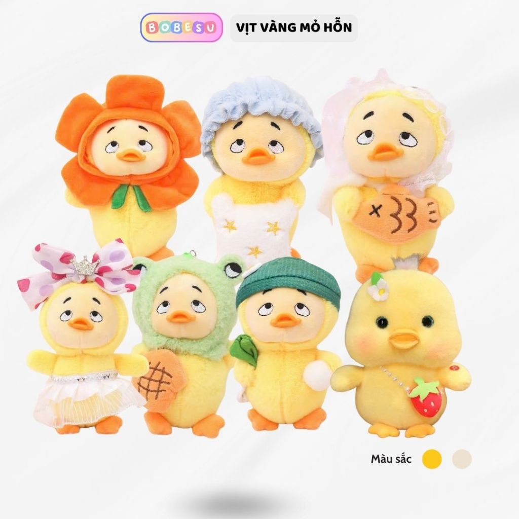 Gấu bông con vịt vàng mỏ hỗn dễ thương Thú nhồi bông vịt mặc trang phục cute