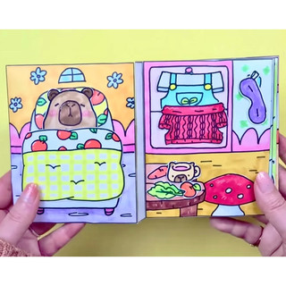 Đồ chơi bóc dán Nhà nhỏ của Capybara - Búp bê giấy Pighabdmade