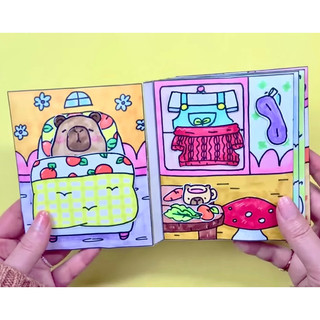 Đồ chơi bóc dán Nhà nhỏ của Capybara - Búp bê giấy Pighabdmade