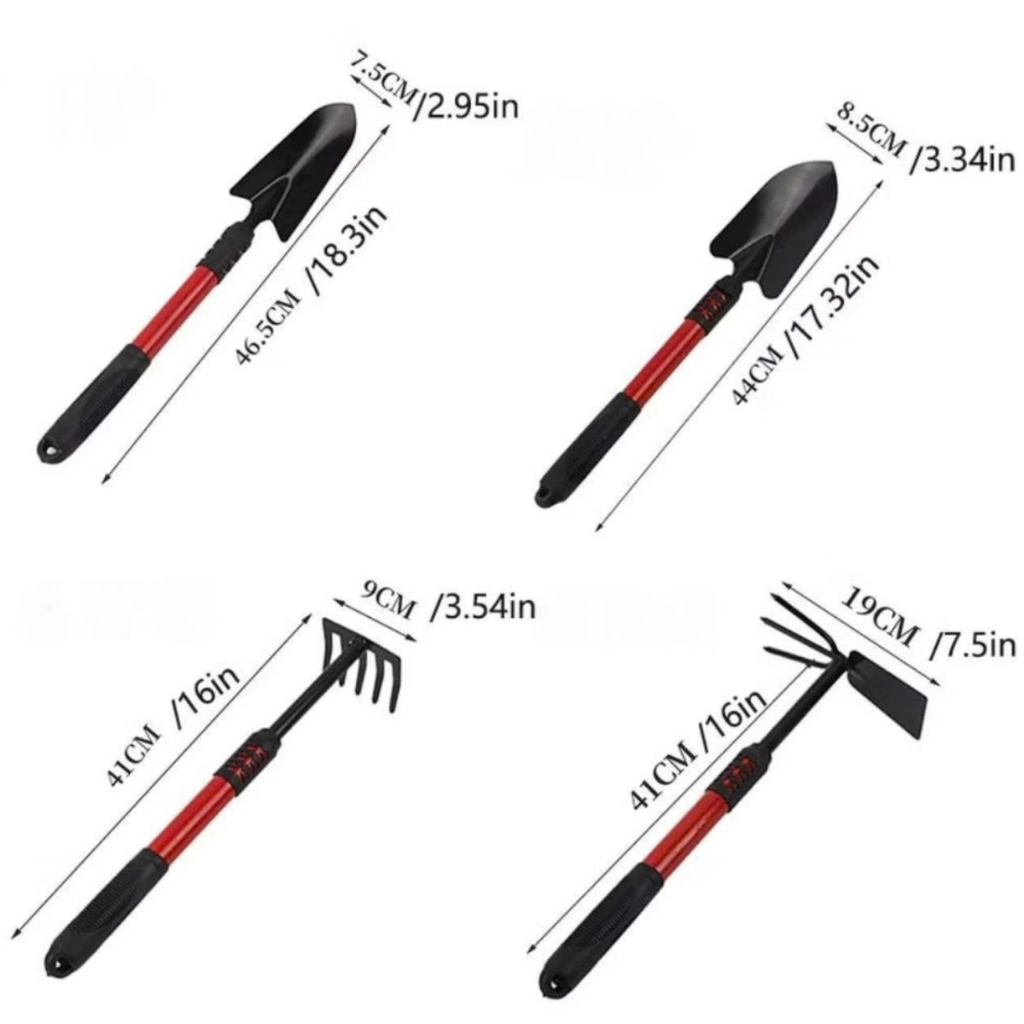 Bộ dụng cụ làm vườn 4 món (2 xẻng cào đất, 1 cuốc, 1 bàn cào) - Dụng cụ nông nghiệp GD Smart